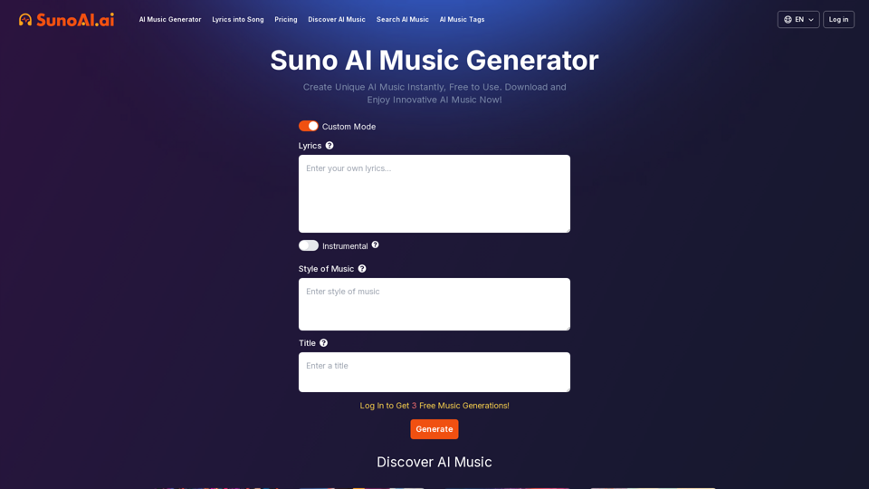 SunoAI: Free Suno AI Music Generator